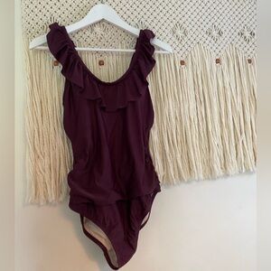 Eggplant Ruffle One Piece suit
